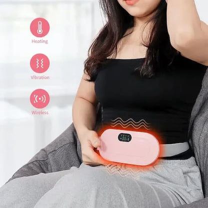 💗 Instant Period Pain Relief Belt – Smart Heating & Massage Pad (4 Heat Levels, 3 Modes) | Portable, Wireless Comfort for Women & Girls