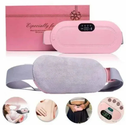 💗 Instant Period Pain Relief Belt – Smart Heating & Massage Pad (4 Heat Levels, 3 Modes) | Portable, Wireless Comfort for Women & Girls
