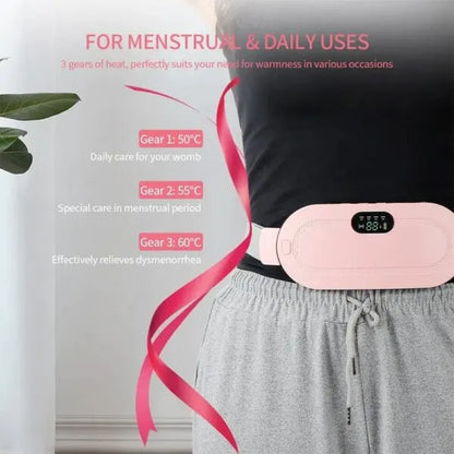 💗 Instant Period Pain Relief Belt – Smart Heating & Massage Pad (4 Heat Levels, 3 Modes) | Portable, Wireless Comfort for Women & Girls
